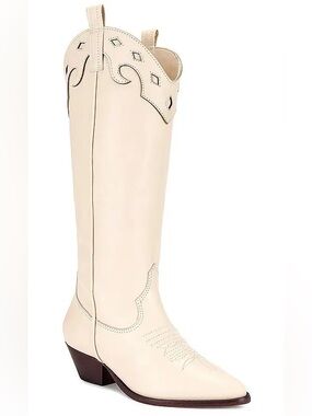 SCHUTZ x REVOLVE Cicera boots in off-white leather